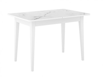 Кухонный раскладной стол Dikline M110 Белый/стекло белый мрамор сатин/ножки MM белые в Саранске