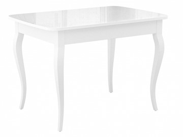 Кухонный стол раздвижной Dikline M120 Белый/стекло белое глянец/ножки MC белые в Саранске