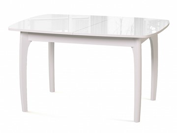 Кухонный раздвижной стол Dikline M20 стекло белое/ножки белые в Саранске