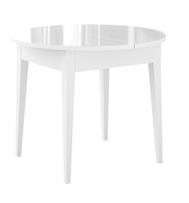 Кухонный раздвижной стол Dikline MR100 Белый/стекло белое глянец/ножки MM белые в Саранске