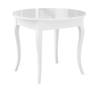 Кухонный стол раздвижной Dikline MR100 Белый/стекло белое глянец/ножки MC белые в Саранске