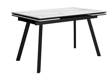 Кухонный раздвижной стол DikLine SKA125 Керамика Белый мрамор/подстолье черное/опоры черные (2 уп.) в Саранске