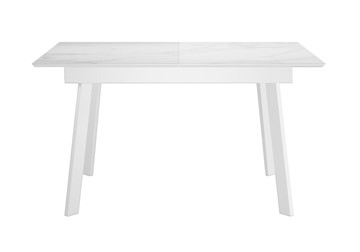 Кухонный раздвижной стол DikLine SKH125 Керамика Белый мрамор/подстолье белое/опоры белые (2 уп.) в Саранске