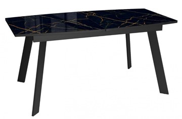 Кухонный стол раскладной Dikline XLS160 мрамор черный глянец/ножки черные в Саранске