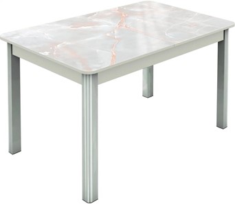 Обеденный раздвижной стол Гамбург исп.2 ноги метал. крашеные №23, Фотопечать (Мрамор №7) в Саранске