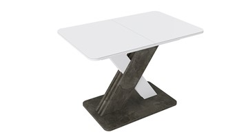 Обеденный раздвижной стол Люксембург тип 1 (Белый/Ателье темный/Стекло белое матовое) в Саранске