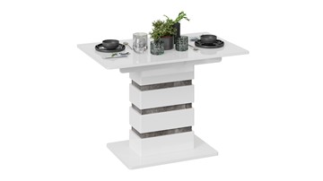 Кухонный раздвижной стол Мадейра тип 1 (Белый глянец/Ателье темный) в Саранске