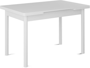 Кухонный стол раскладной Милан-1 EVO, ноги металлические белые, белый цемент в Саранске