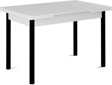 Кухонный раскладной стол Милан-1 EVO, ноги металлические черные, белый цемент в Саранске