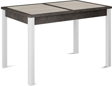 Кухонный раскладной стол Ницца-1 ПЛ (ноги белые, плитка бежевая/серый камень) в Саранске
