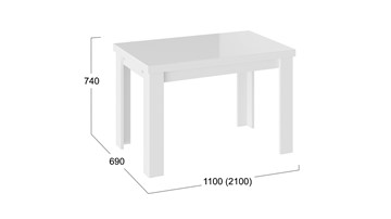 Кухонный раскладной стол Норман тип 1, цвет Белый/Стекло белый глянец в Саранске - предосмотр 2