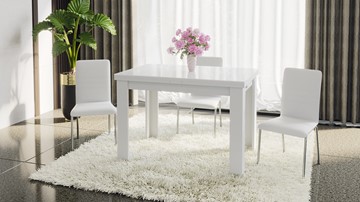 Кухонный раскладной стол Норман тип 1, цвет Белый/Стекло белый глянец в Саранске - предосмотр 4