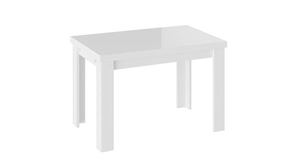 Кухонный раскладной стол Норман тип 1, цвет Белый/Стекло белый глянец в Саранске - изображение