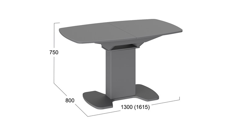 Кухонный стол раздвижной Портофино (СМ(ТД)-105.02.11(1)), цвет Серое/Стекло серое матовое LUX в Саранске - изображение 1