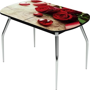 Кухонный раскладной стол Ривьера исп.1 ноги метал. крашеные №24 Фотопечать (Цветы №33) в Саранске
