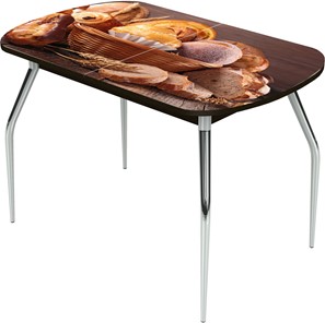 Кухонный раздвижной стол Ривьера исп.1 ноги метал. крашеные №24 Фотопечать (Хлеб №3 в Саранске