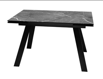 Кухонный стол раздвижной SKL 140, керамика черный мрамор/подстолье черное/ножки черные в Саранске