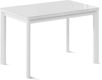 Кухонный раздвижной стол Токио-2G (ноги металлические белые, cтекло cristal/белый цемент) в Саранске