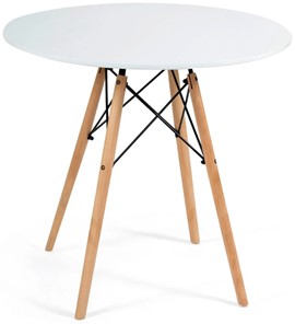 Стол обеденный CINDY NEXT, металл/мдф/бук, D80х75см, белый/натуральный арт.13067 в Саранске