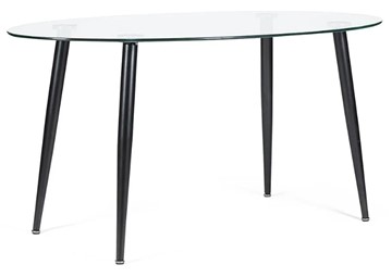Стол на кухню KASSEL (mod. DT333) металл/закаленное стекло (10 мм), 150х90х75см, черный в Саранске
