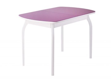 Раздвижной стол ПГ-мини, матовое фиолетовое стекло, ноги гнутые массив белый в Саранске