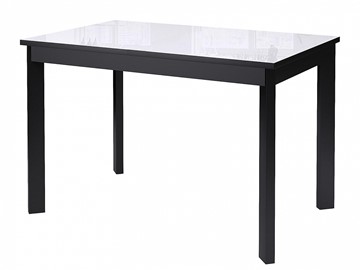 Обеденный раздвижной стол Dikline Ls110, стекло белое/ножки черные в Саранске
