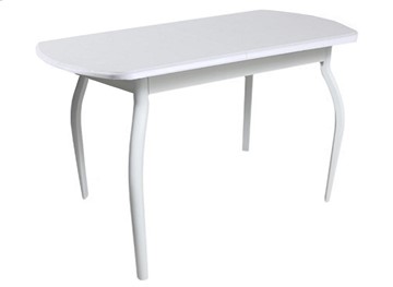 Обеденный стол ПГ-04 ЛДСП, белый ЛДСП/32 гнутые крашеные металл белый в Саранске