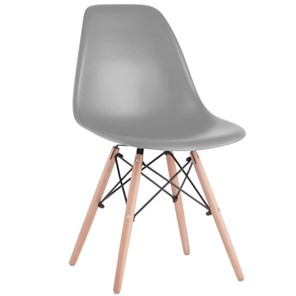 Комплект обеденных стульев 4 шт. BRABIX "Eames CF-010", пластик серый, опоры дерево/металл, 532632, 2033A в Саранске