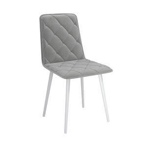Обеденный стул Антика, велюр тенерифе грей/Цвет металл белый в Саранске