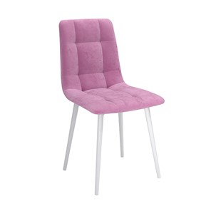 Обеденный стул Белла, велюр тенерифе розовый/Цвет металл белый в Саранске