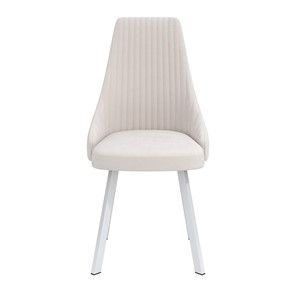 Обеденный стул Лион, велюр тенерифе крем/Цвет металл белый в Саранске - предосмотр 1