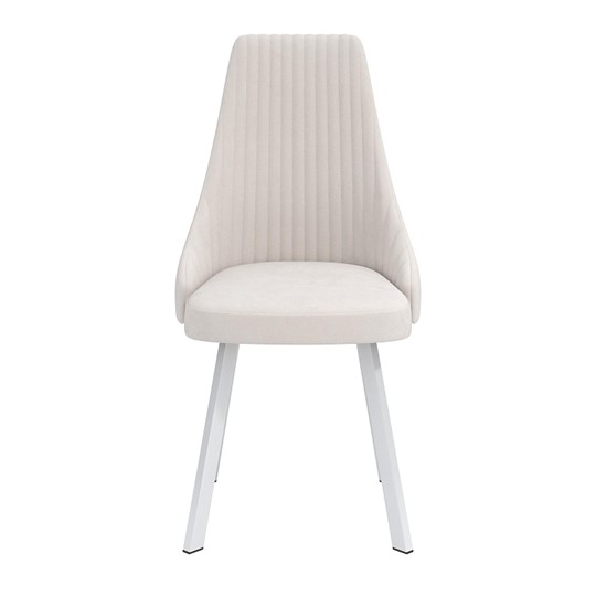 Обеденный стул Лион, велюр тенерифе крем/Цвет металл белый в Саранске - изображение 1