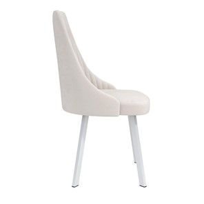 Обеденный стул Лион, велюр тенерифе крем/Цвет металл белый в Саранске - предосмотр 2