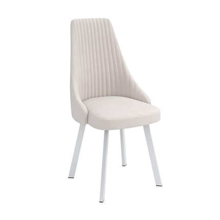 Обеденный стул Лион, велюр тенерифе крем/Цвет металл белый в Саранске - изображение