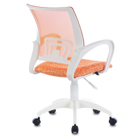 Кресло офисное Brabix Fly MG-396W (с подлокотниками, пластик белый, сетка, оранжевое с рисунком "Giraffe") 532402 в Саранске - изображение 1