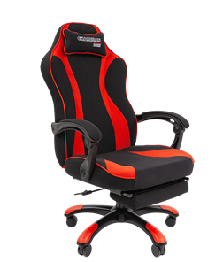 Игровое кресло CHAIRMAN GAME 35 с выдвижной подставкой для ног Ткань  черная / Ткань красная в Саранске