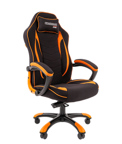 Кресло игровое CHAIRMAN GAME 28 Полиэстер комбинированная ткань оранжевый/черный в Саранске