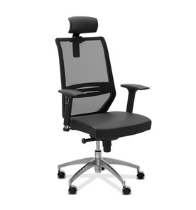 Кресло для руководителя Aero lux с подголовником, сетка/ткань TW / черная/черная в Саранске