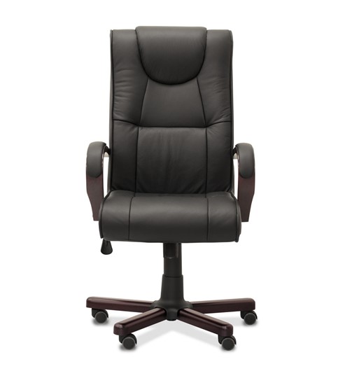Офисное кресло для руководителя Империя, натуральная кожа / черная/дерево - орех гамильтон в Саранске - изображение 1