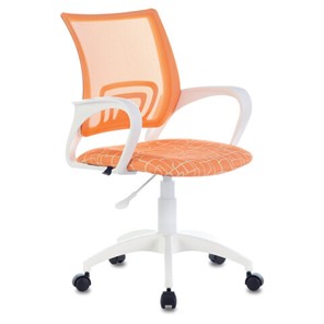 Кресло офисное Brabix Fly MG-396W (с подлокотниками, пластик белый, сетка, оранжевое с рисунком "Giraffe") 532402 в Саранске