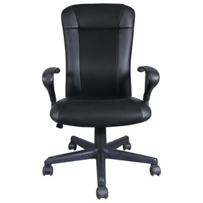 Офисное кресло Brabix Optima MG-370 (с подлокотниками, экокожа/ткань, черное) 531580 в Саранске