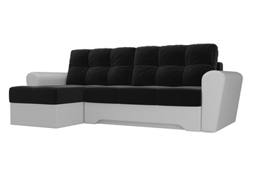 Угловой диван для гостиной Амстердам, Черный/Белый (микровельвет/экокожа) в Саранске