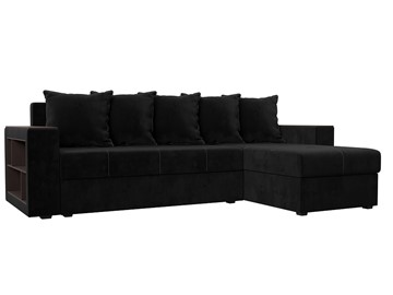 Угловой раскладной диван Дубай Лайт, Черный (велюр) в Саранске