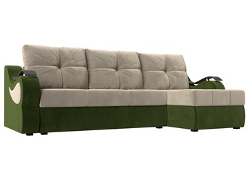 Угловой диван Меркурий, Бежевый/зеленый (вельвет) в Саранске
