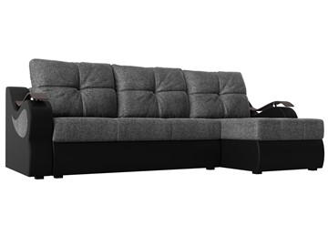 Угловой диван Меркурий, Серый/черный (рогожка/экокожа) в Саранске