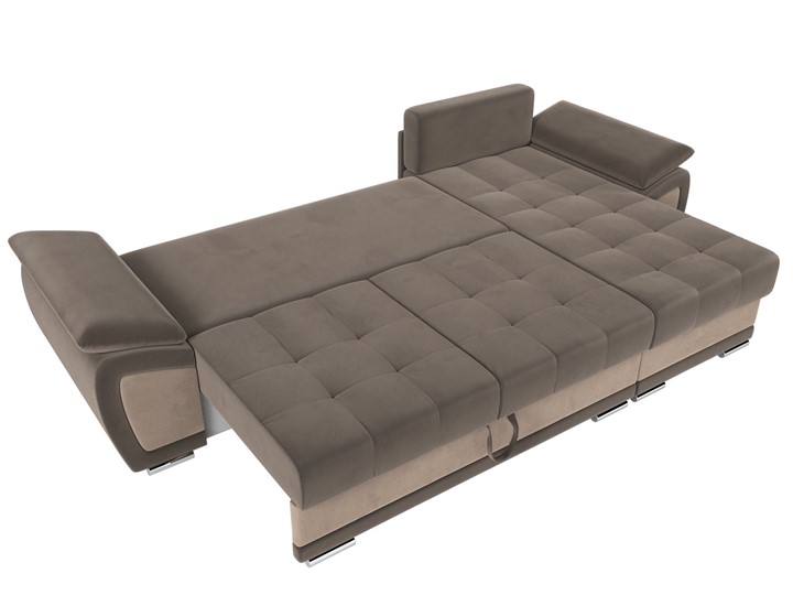 Угловой диван для гостиной Нэстор, Коричневый/Бежевый (велюр) в Саранске - изображение 9