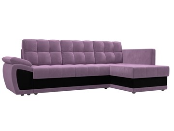 Угловой диван для гостиной Нэстор прайм, Сиреневый/Черный (микровельвет) в Саранске