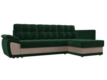 Угловой раскладной диван Нэстор прайм, Зеленый/Бежевый (велюр) в Саранске
