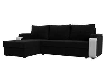 Угловой диван с оттоманкой Николь лайт, Черный/Белый (микровельвет/экокожа) в Саранске