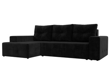 Угловой диван с оттоманкой Перри, Черный (велюр) в Саранске